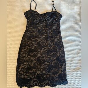 Black Lace Slip Mini Dress